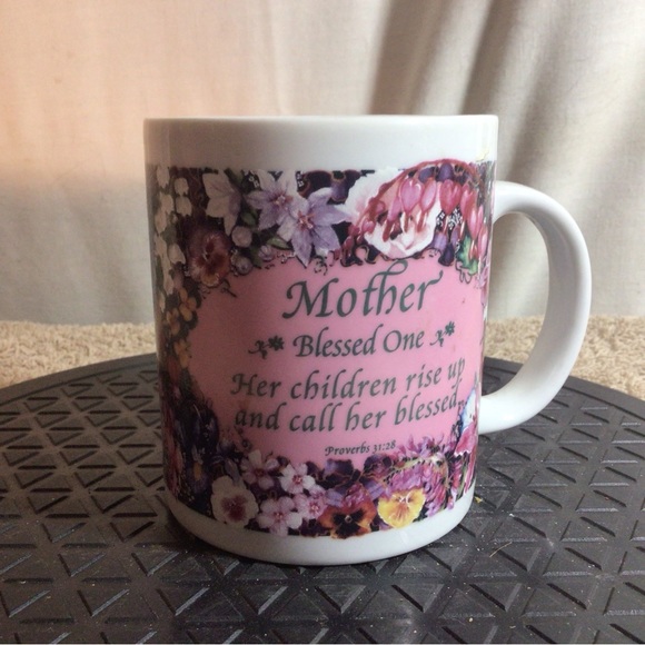 MOTHER A Worthy Woman Ceramic Coffee/Tea Mug White W/Floral pre-owned - Picture 1 of 13